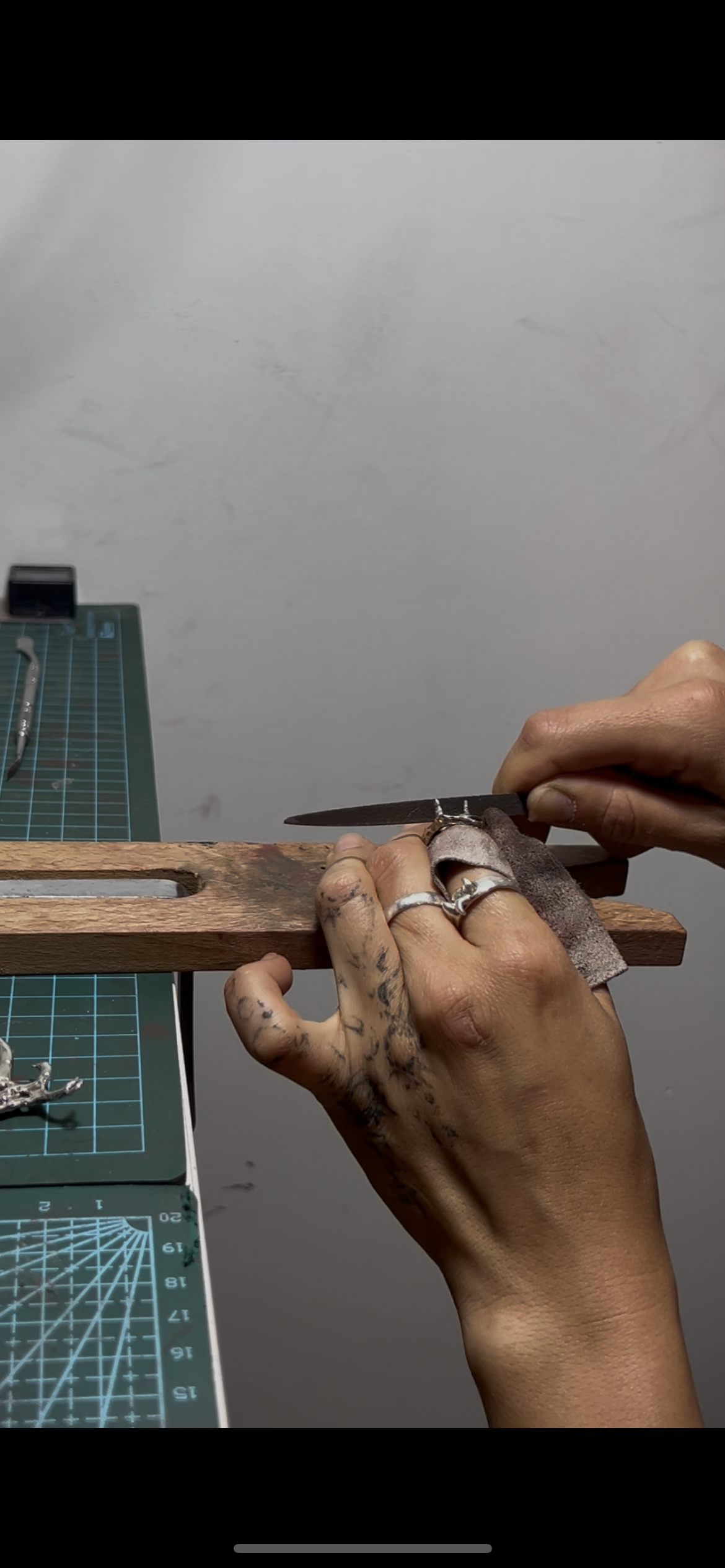 Filing and refining the silver by hand