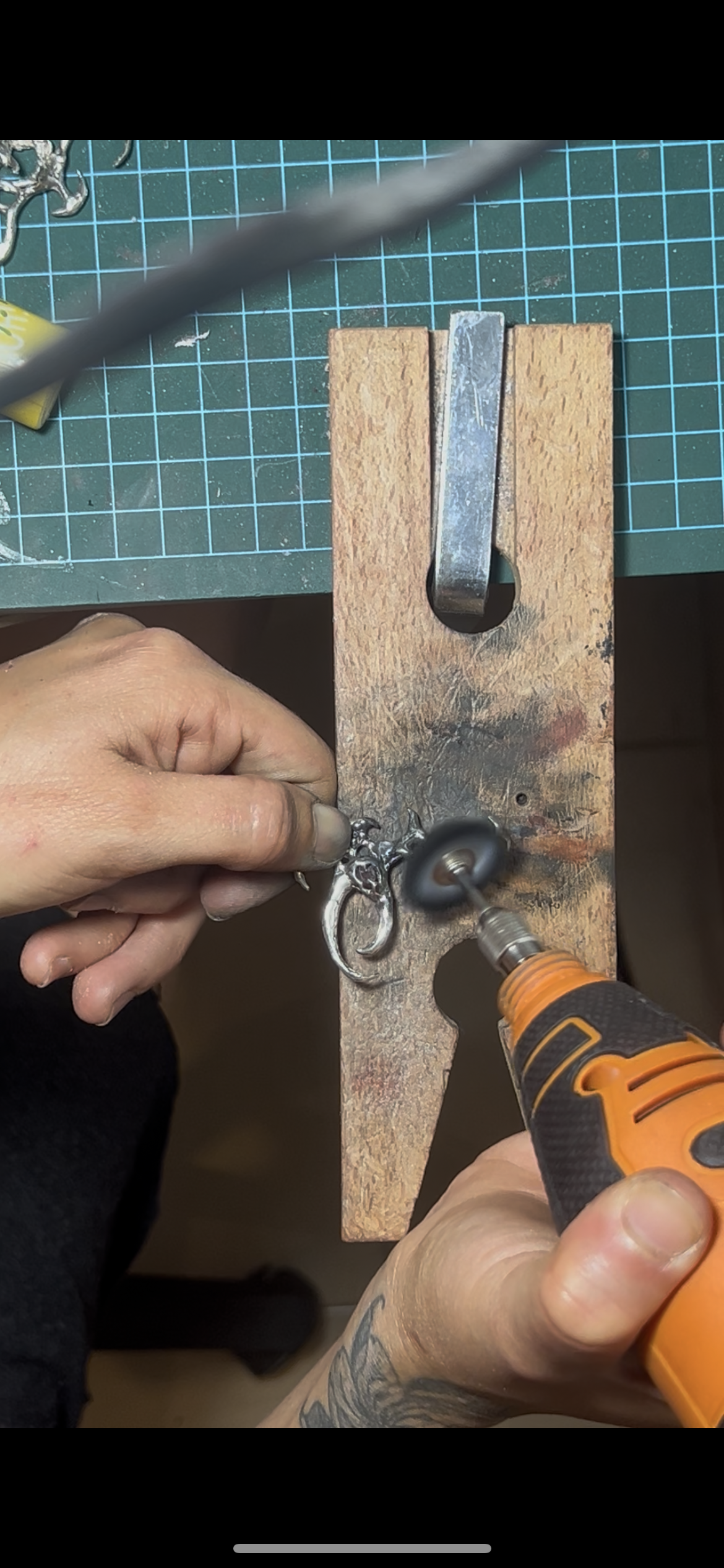 Finishing the piece with a rotary tool