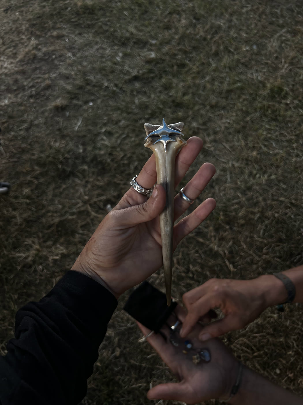 Commissioned silver piece in hand