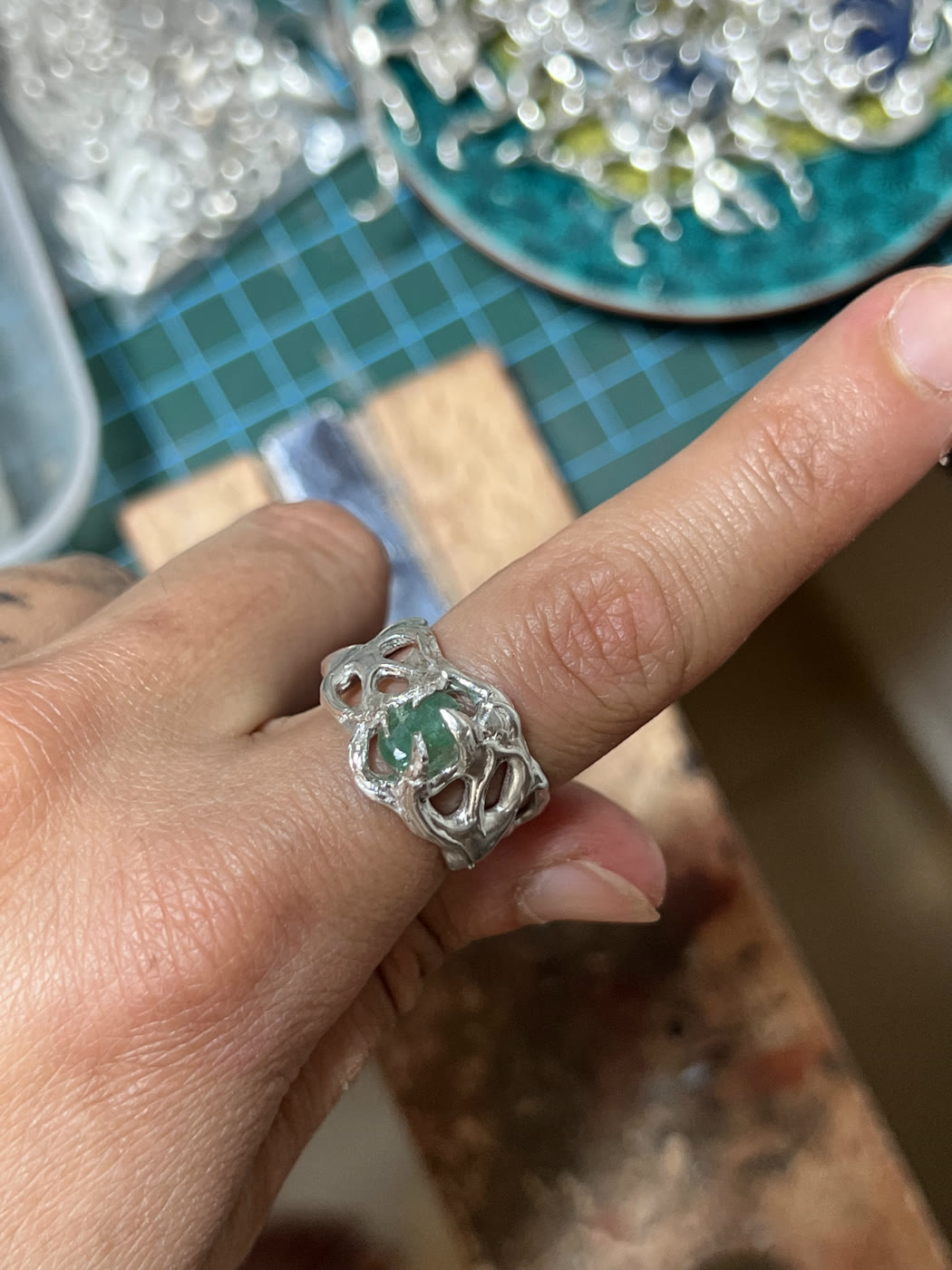 Commissioned silver ring with stone